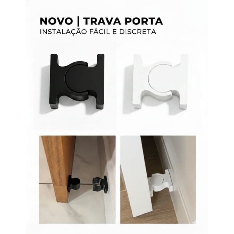 Trava Porta Inteligente Fixador Prendedor - Não Precisa Furar (Com Dupla Face)