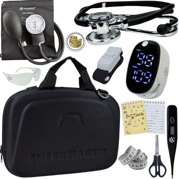 Kit Enfermagem Estagio Estetoscopio Aparelho De Pressao