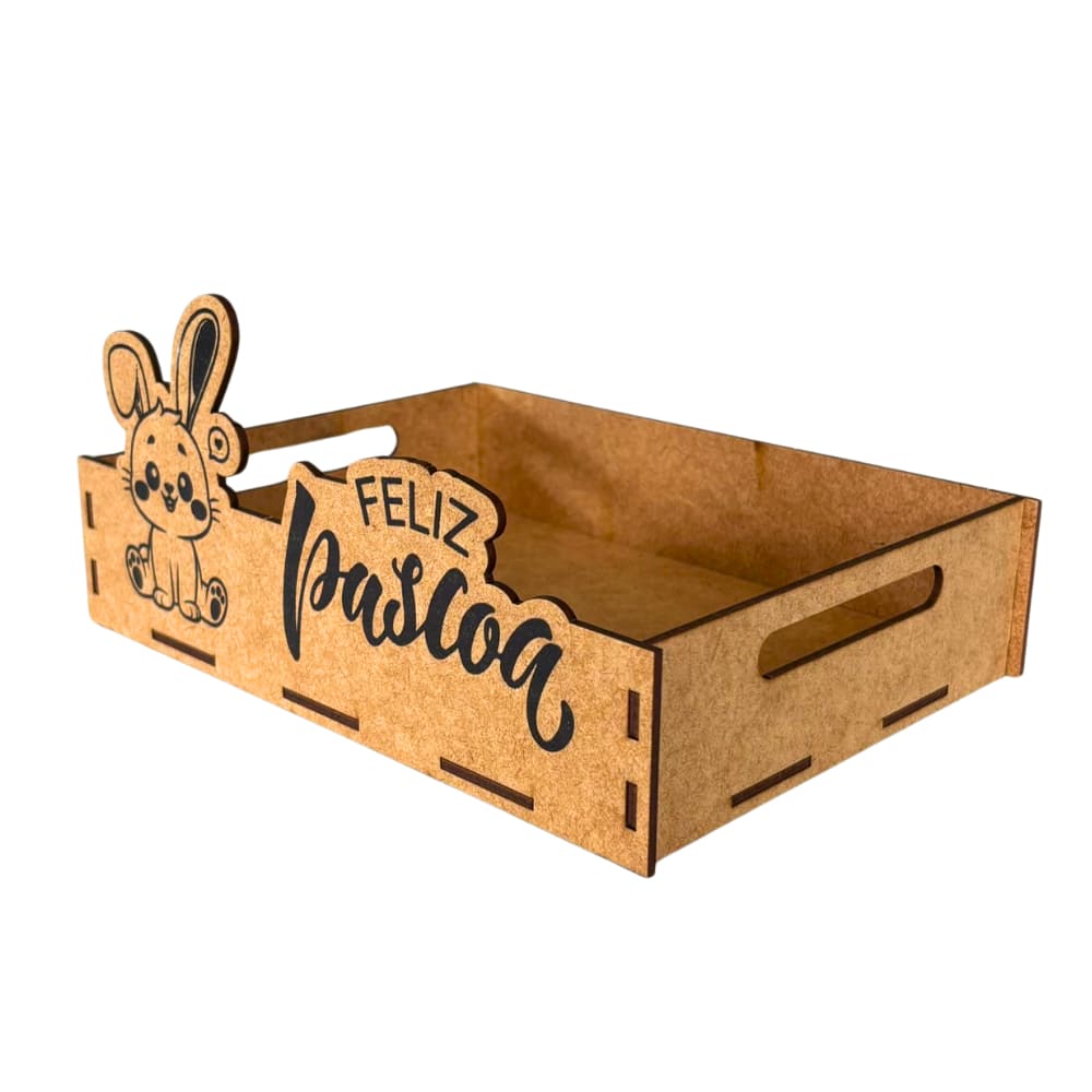 Kit Bandeja/Cesta de Páscoa Coelho Mdf Caixa Lembrancinha Para Chocolate Doces