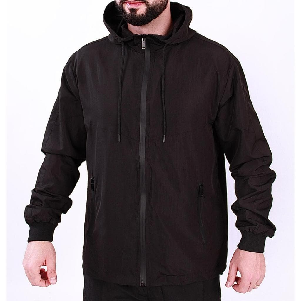 Jaqueta Corta Vento Importada forrada Capuz Bolso Ziper Impermeável