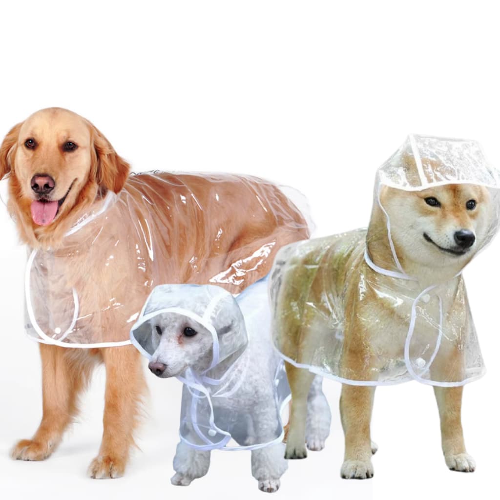 Capa De Chuva Cachorro Impermeável Transparente Poncho Capuz Medio Pequeno Porte Passeio