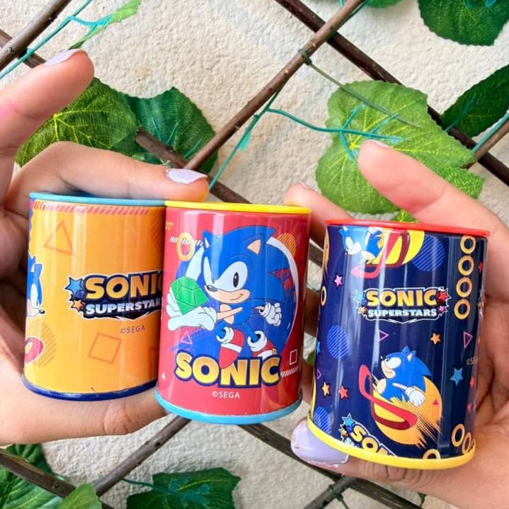 Apontador Latinha Metálico 2 Furos com Depósito Sonic Leo&Leo Papelaria Fofa Kawaii Material Escolar