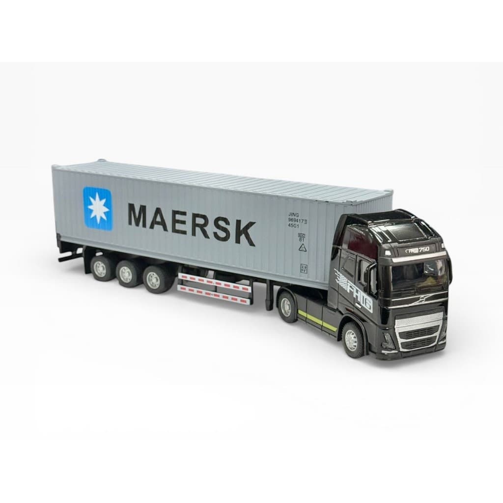 Miniatura Caminhão + Carreta Container MAERSK 1:50 Metal – Scania | Volvo | Mercedes