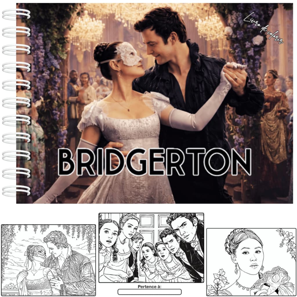 Livro de Colorir Bridgerton Capa Dura 50 Folhas 180g +Acetato