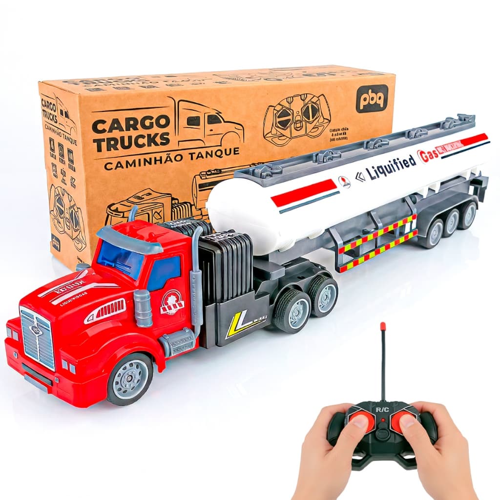 Caminhão Carrinho Controle Remoto Recarregável Led Carreta Brinquedos De Menino Polibrinq