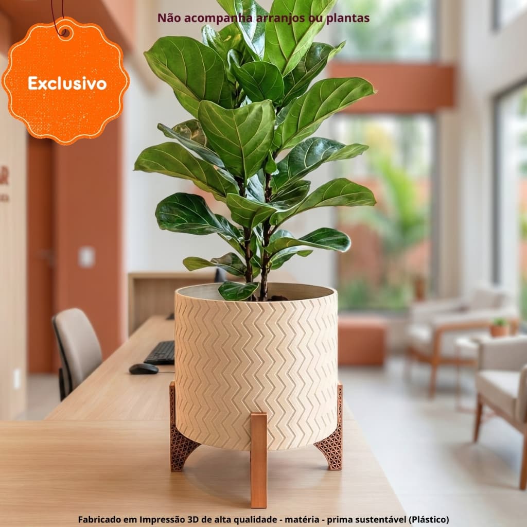 Vaso Cachepot Médio Para Plantas Com Suporte – ZG - Ref: Pote 11