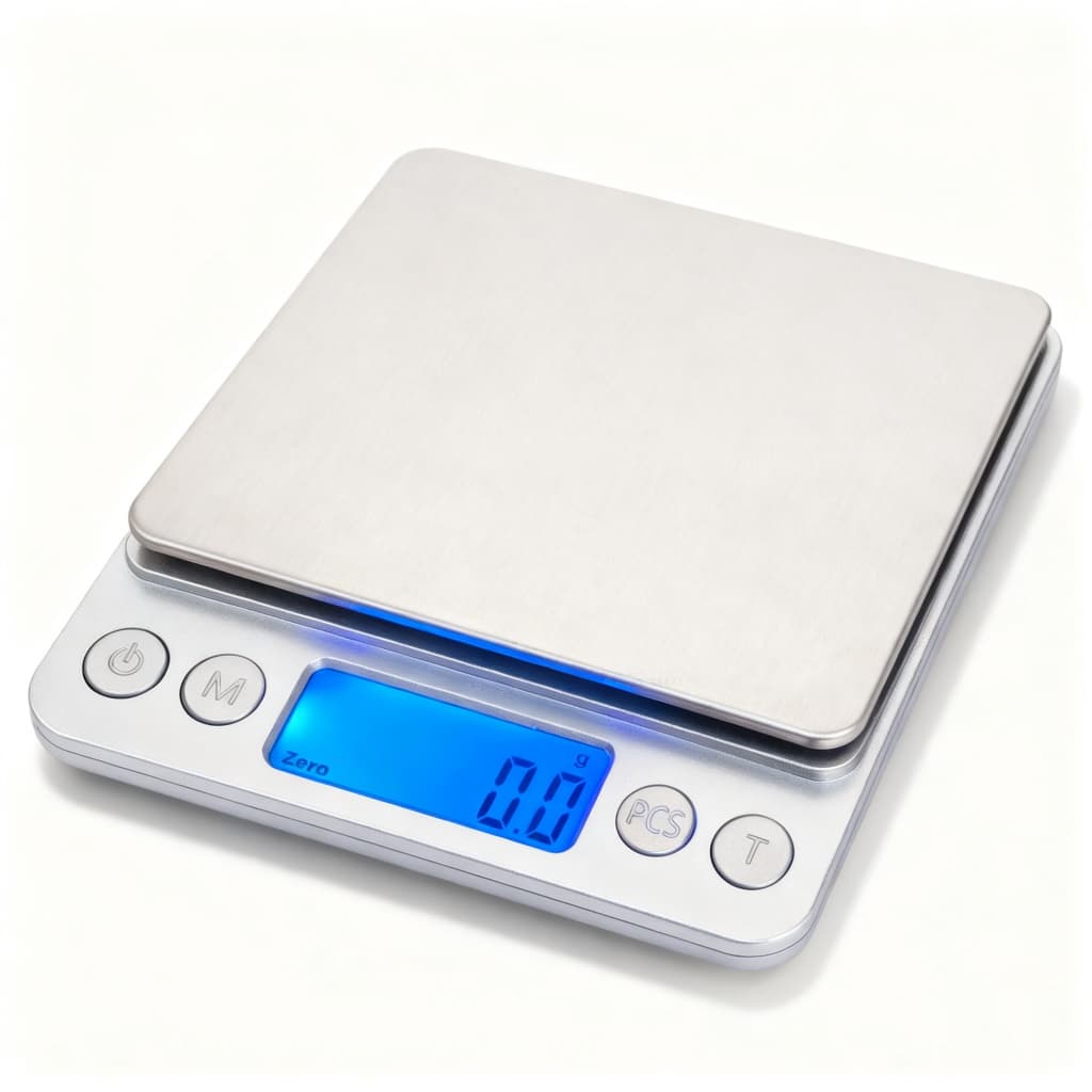 Balança Digital Precisão 0,1g a 2kg – Café, Jóias, Receitas – LCD Azul – Função Tara – Portátil