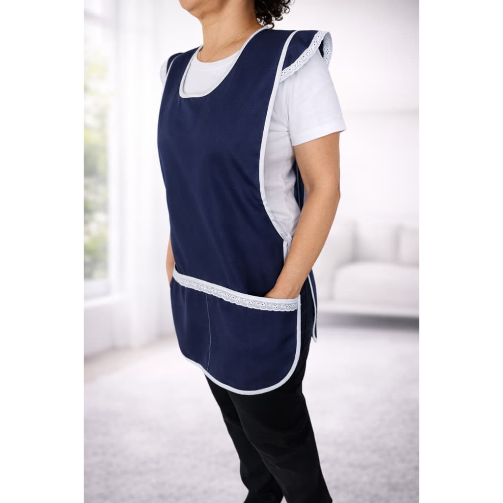 Bata Avental Jaleco Uniforme Com Manga Renda Babado Feminino