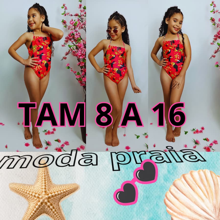 Maiô Menina Infantil e Juvenil Estampado | Moda Praia Piscina Verão 8 a 16 BODY Forrado