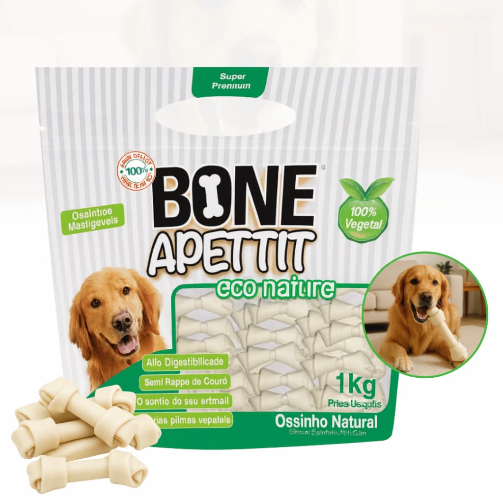 Petisco para Cachorro Osso Ossinho Nó Natural Vegetal Bone Apettit 1Kg