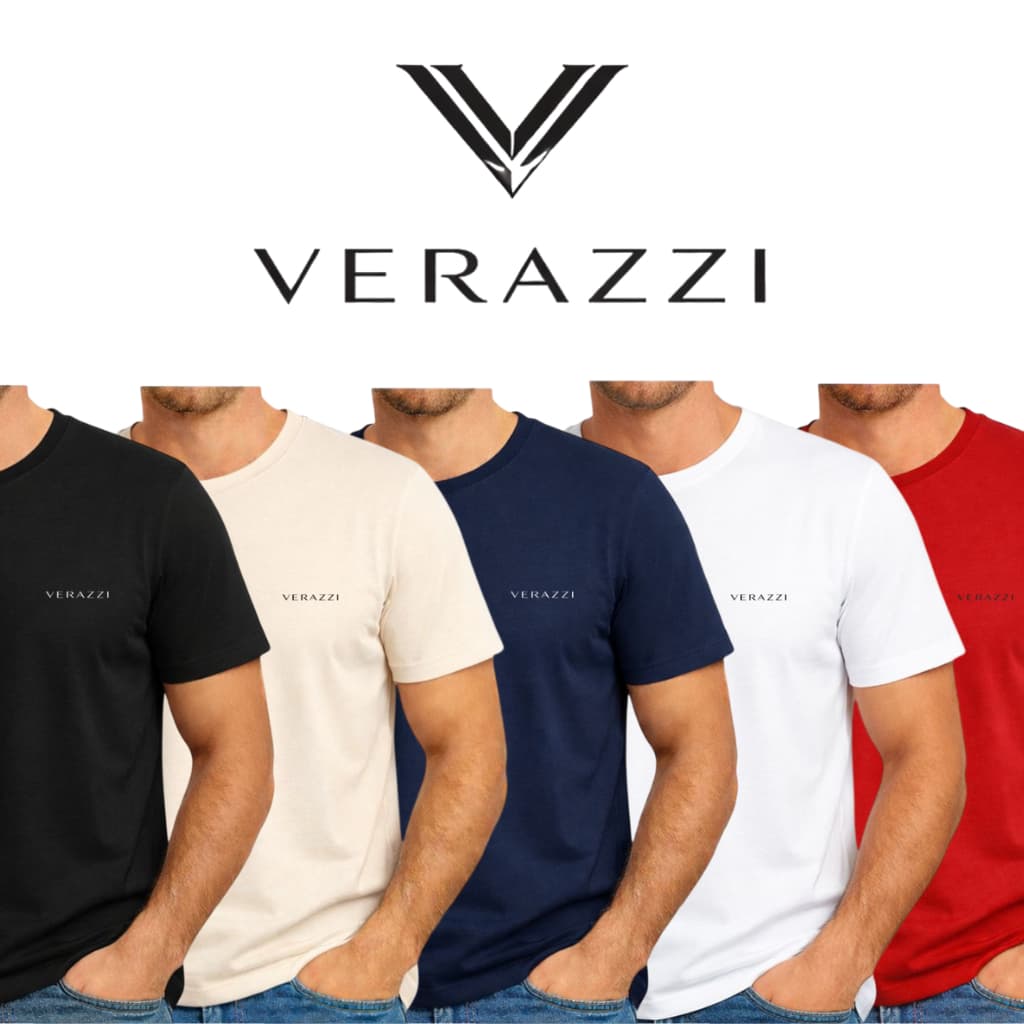 Kit 5 Camisetas  Masculina 100% Algodão Moderna Casual Lisa Verazzi