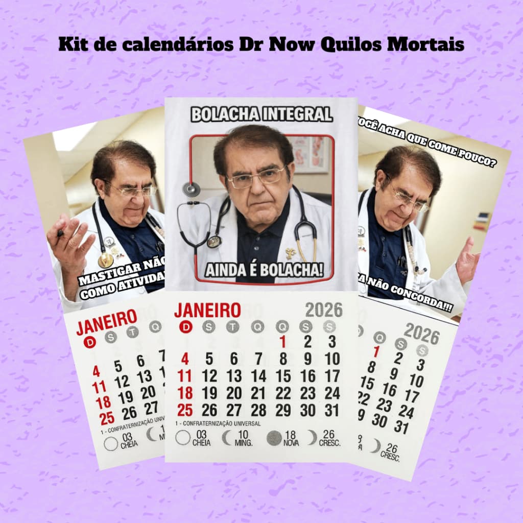 Mini Calendários Dr Now Quilos Mortais Imã Geladeira Personalizados 2026 - Mimos e Brindes