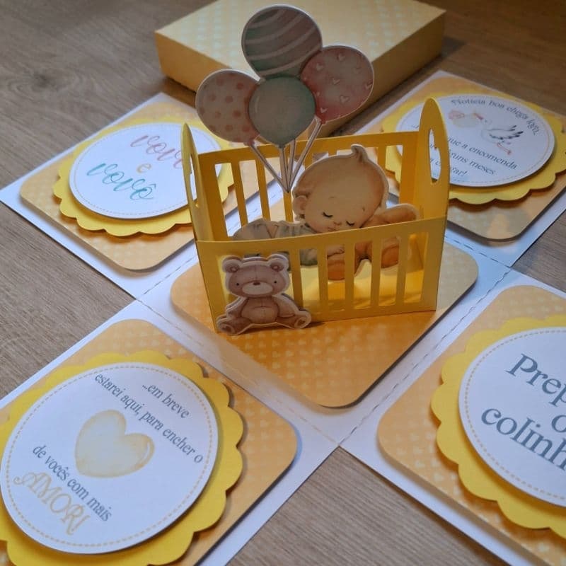 Caixa surpresa personalizada Bebê - Revelação de Gravidez - Papai, Vovó e Vovô, titio e titia