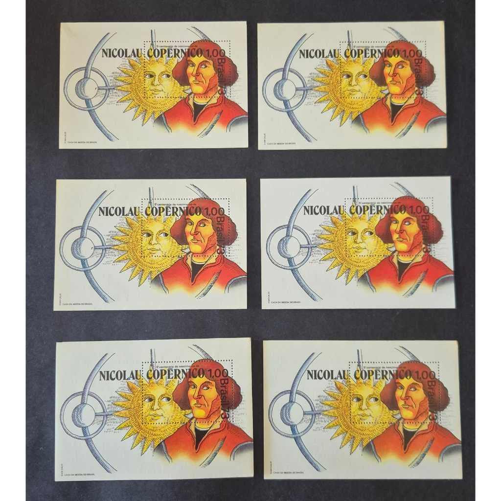 Bloco selo dos correios B-34 - Nicolau Copérnico - 1973 - filatelia
