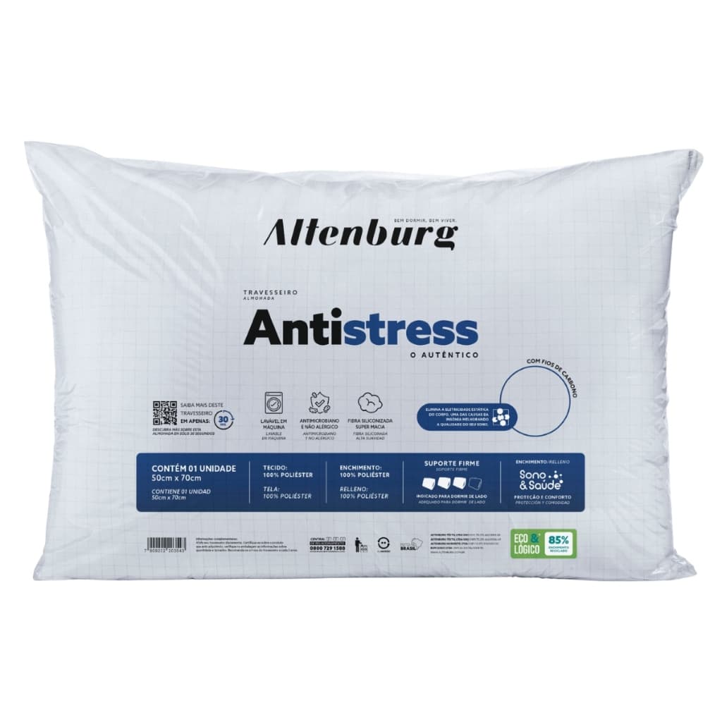 Travesseiro Altenburg Antistress Tech Fios de Carbono 50 x 70cm