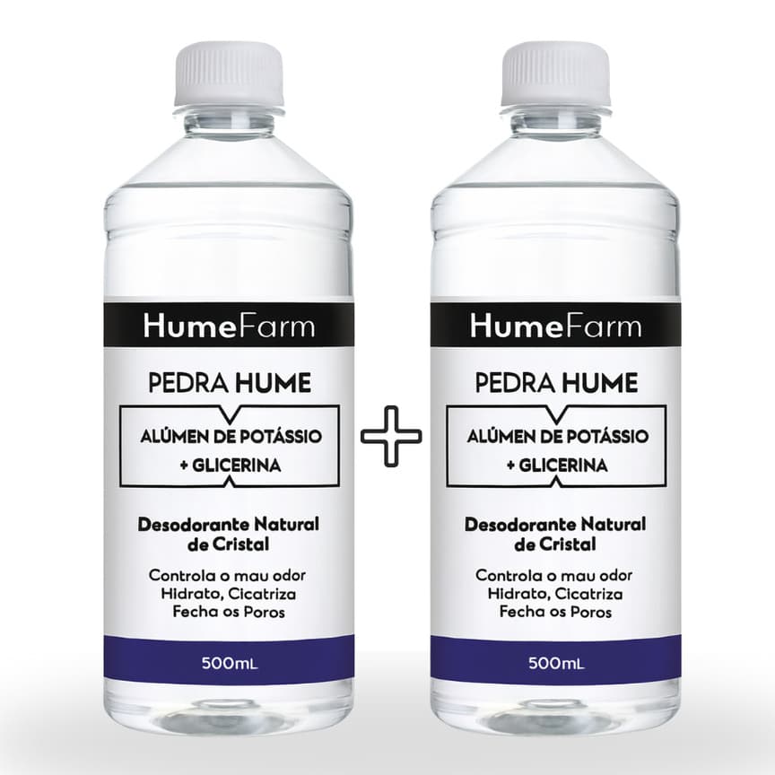 Pedra Hume Líquida Kit 2 de  500ml Desodorante de Cristal Retira Mau Odor Clareia a Pele e Cicatriza