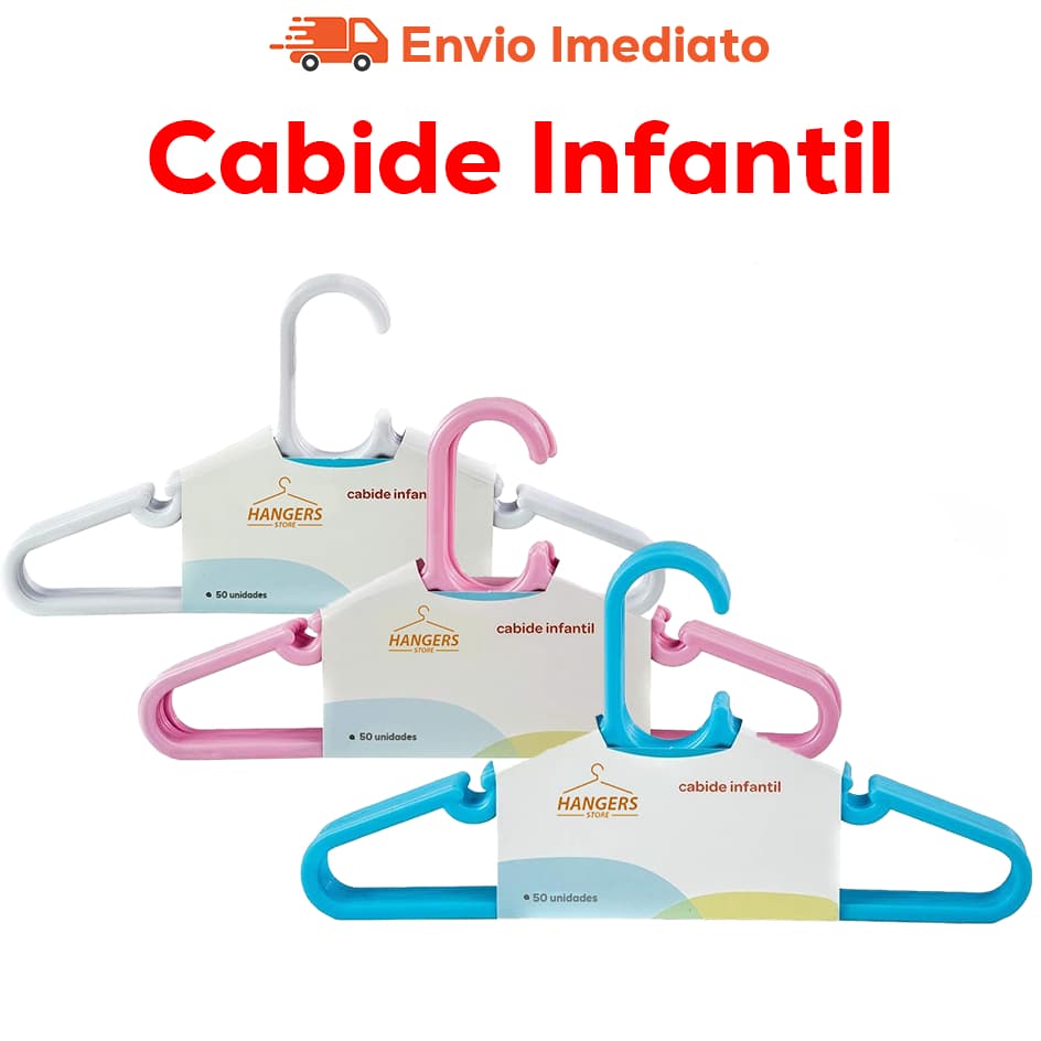 Cabides Infantil Reforçados para Organização de Roupas do bebe. Kit azul/rosa/branco