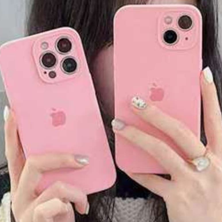 Capa Case Capinha Silicone Aveludado iPhone1113 14/14PRO 15 16 promax 17fechado Original Rosa nude