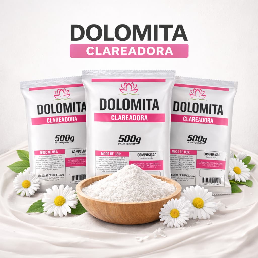 Dolomita em Pó Pura SKINCARE 2kg – Clareia manchas e melhora a pele