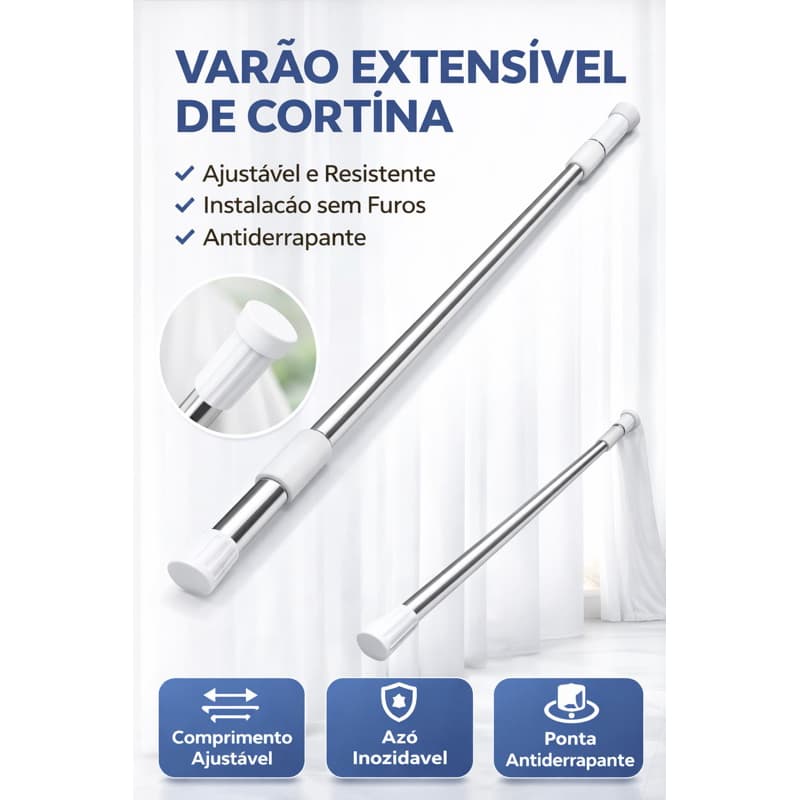 varao extensível para cortina bastão box provador barra extensível banheiro