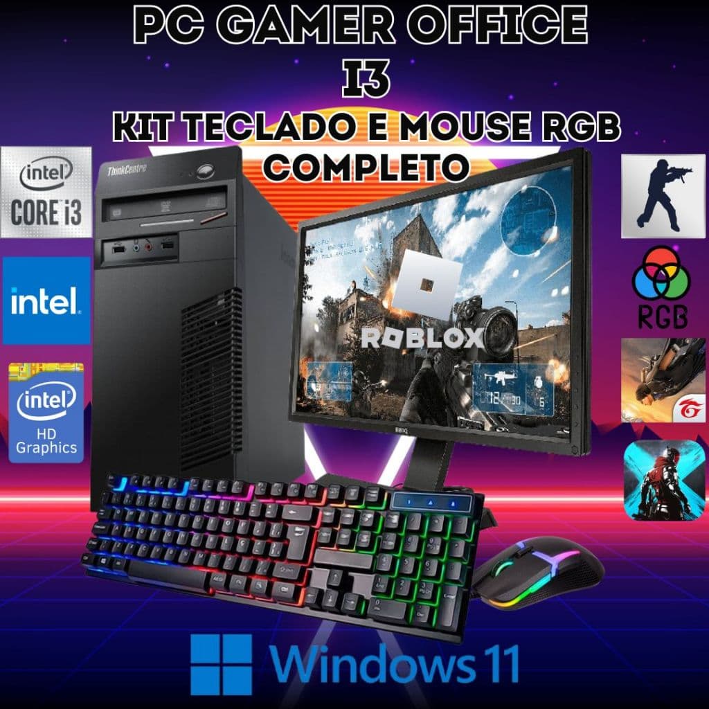 Oportunidade: PCs Office Gamer Completos RGB Intel Core i3