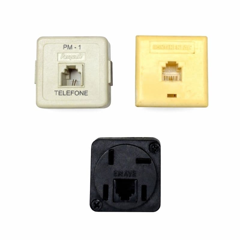 02 Adaptadores Pino Padrão de Telefone para RJ11 + Tomada de telefone modular padrão americano RJ11