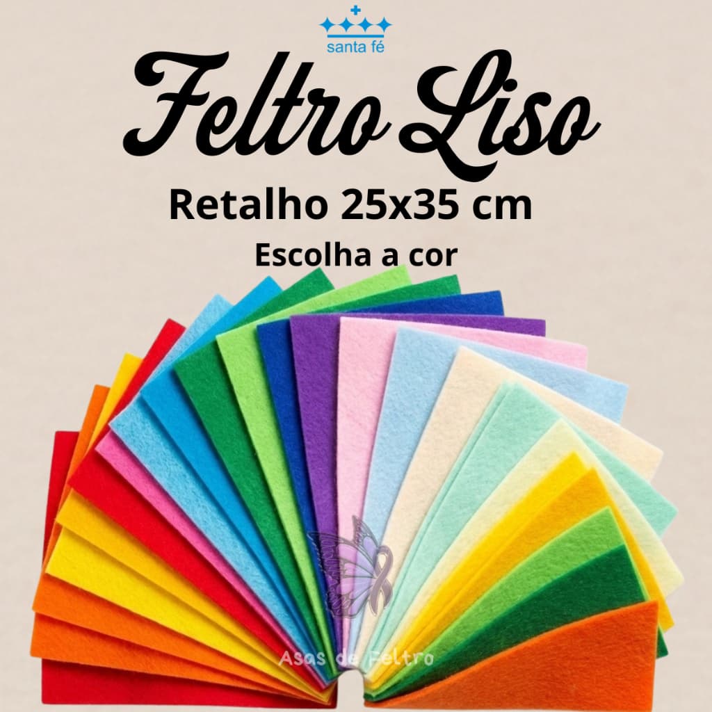 Feltro Liso Santa Fé 25x35cm | RETALHO | Recortes de Tecido Colorido para Artesanato Decoração DIY