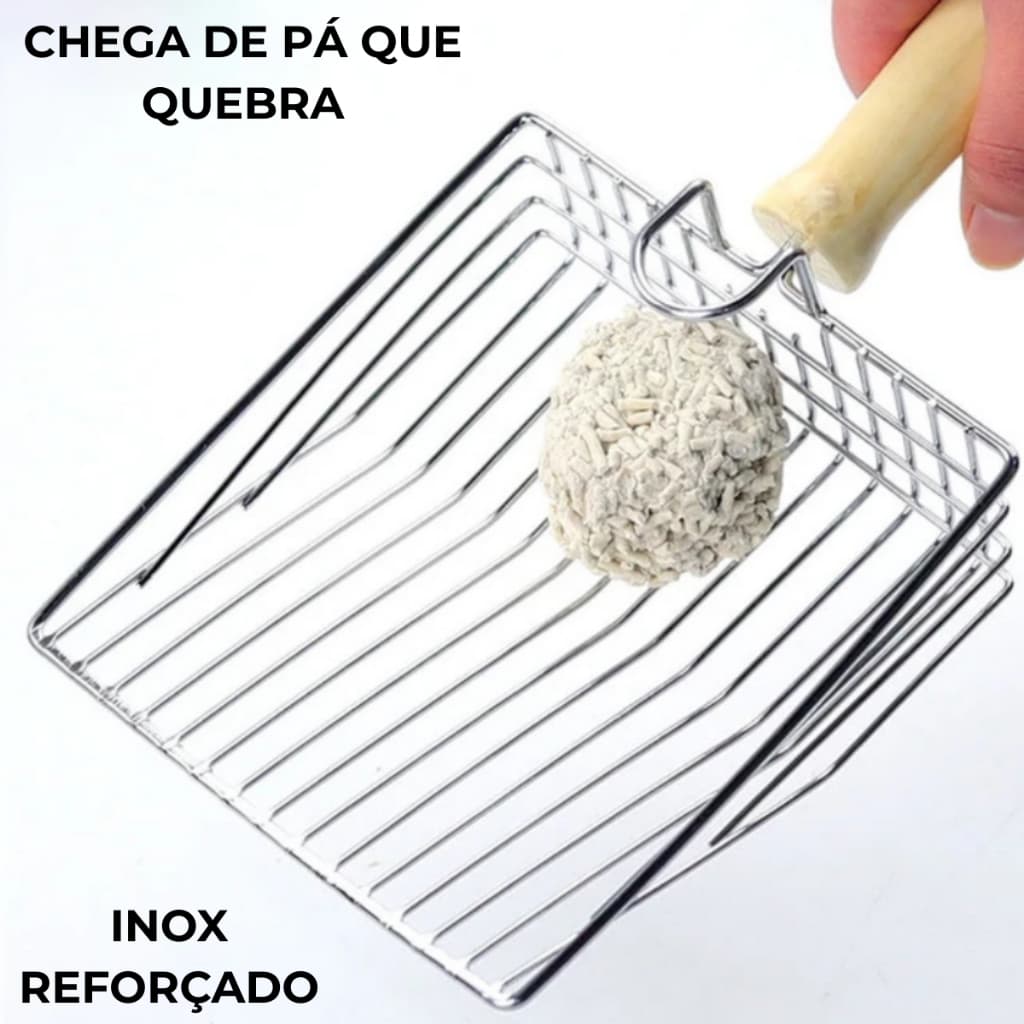 Pá Higiênica Inox para Caixa de Areia Gato Cachorro Coletora de Fezes Pet Resistente