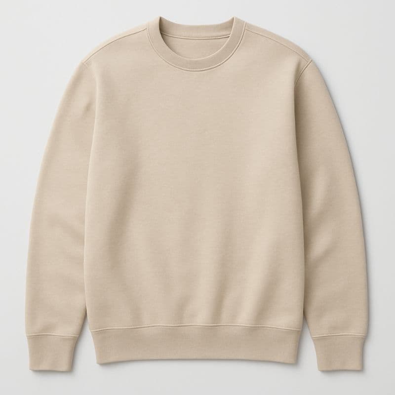 Moletom Unissex Gola Careca Flanelado BEGE – Blusa de Frio Masculino e Feminino Inverno