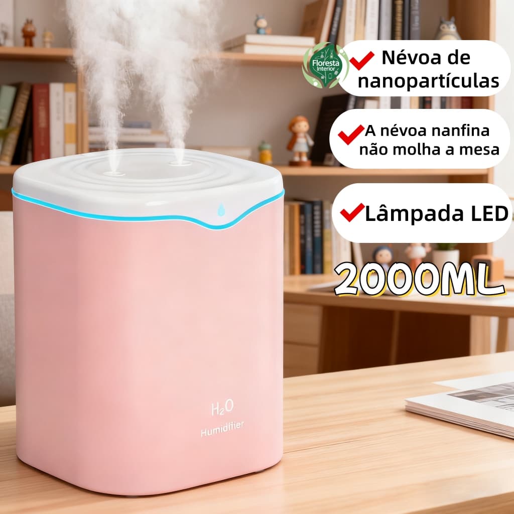 Umidificador Portátil 2 Litros Qualidade Eficaz Ambiente Agradável Dormir Benefícios Saúde