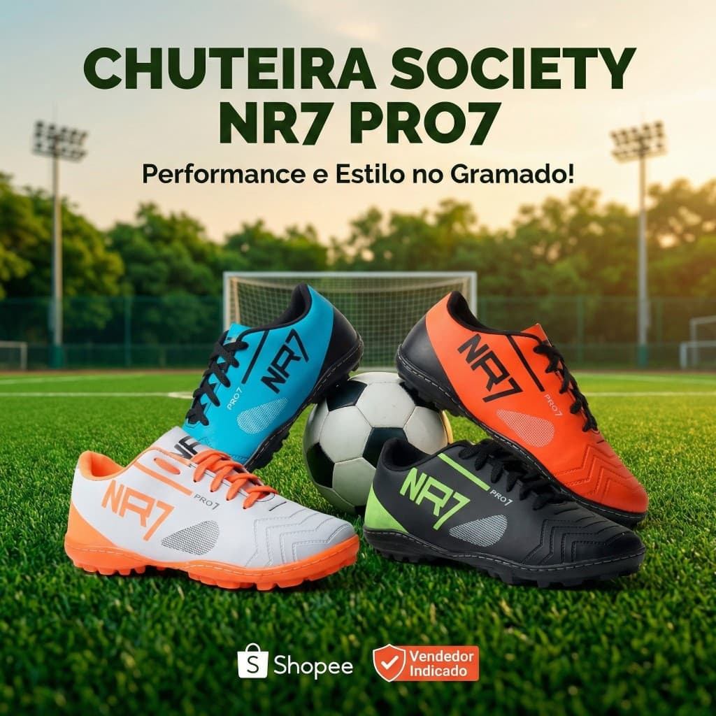 Chuteira Society Masculina Várias Cores 34 Ao 43 Super Resistente Com Sola Costurada Envio Imediato