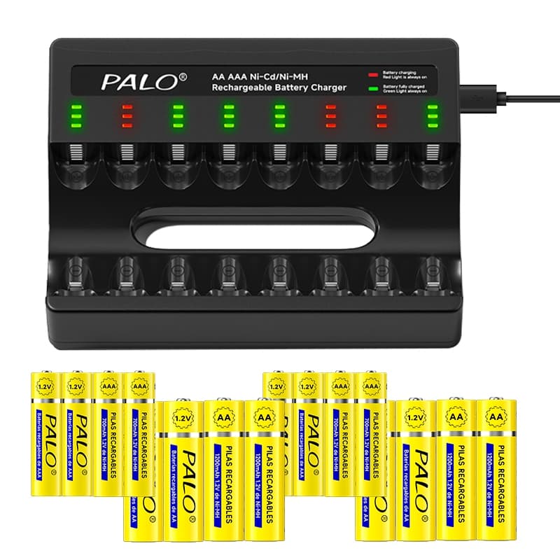 Carregador De Pilhas Recarregável 1.2V AA 1200mAh/AAA 700mAh De 16 Bateria 1200 vezes