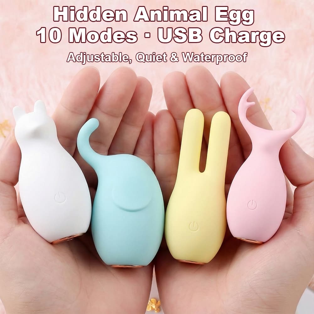Cute Animal-Shaped Egg Vibrator · 10 Adjustable Modes · USB Rec · Soft Silicone & Travel-Friendly