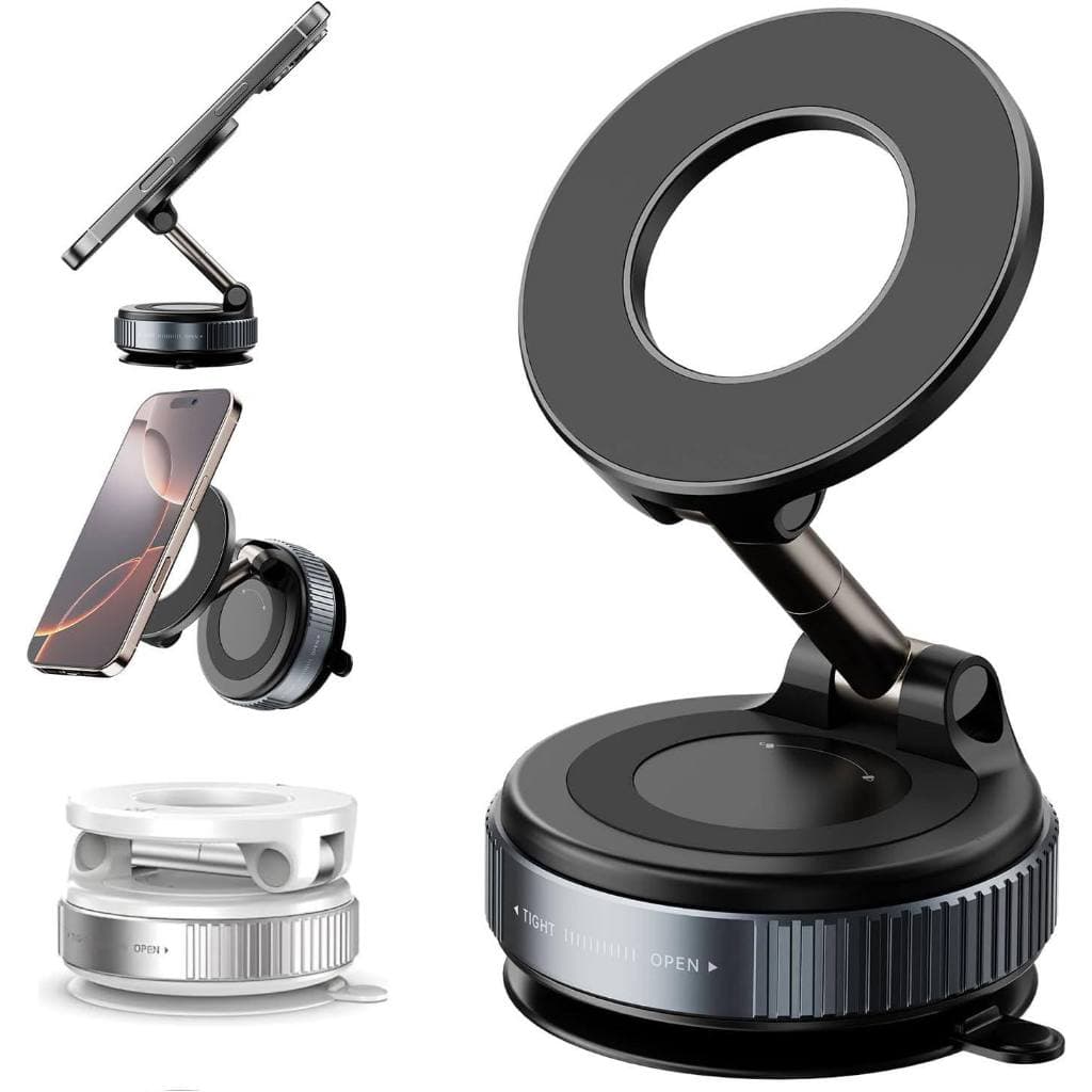 Suporte Celular Carro Magnético Metal Ventosa a Vácuo 360° Forte Anti-Queda iPhone