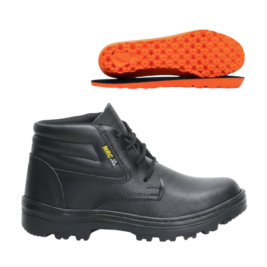 Bota Coturno De Segurança Epi De Trabalho Couro Legítimo Certificação C.A E Palmilha Anatômica Gel