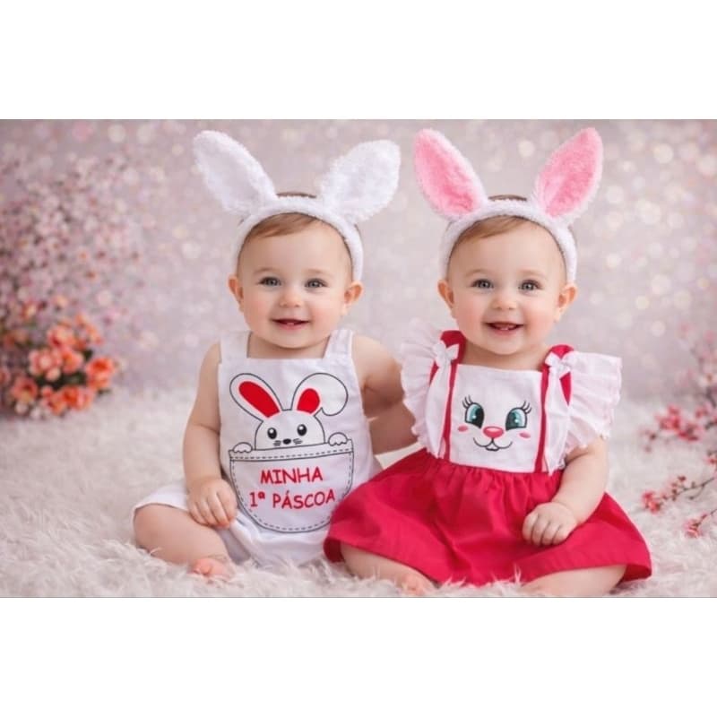 Romper Pascoa Vestido Pascoa Infantil Coelho Coelha Menina menino Páscoa Fantasia Coelinho Coelinha Roupa de Pascoa