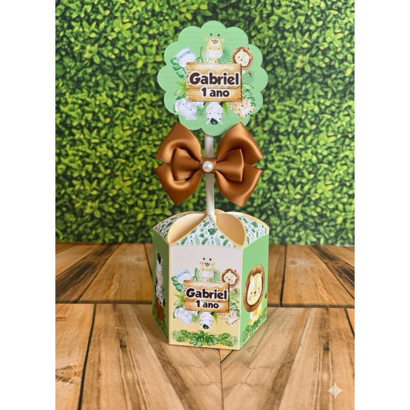 10 Unidades Centro de Mesa Safari Baby  Com Nome e Idade Personalizado Para Festa Lembrancinha