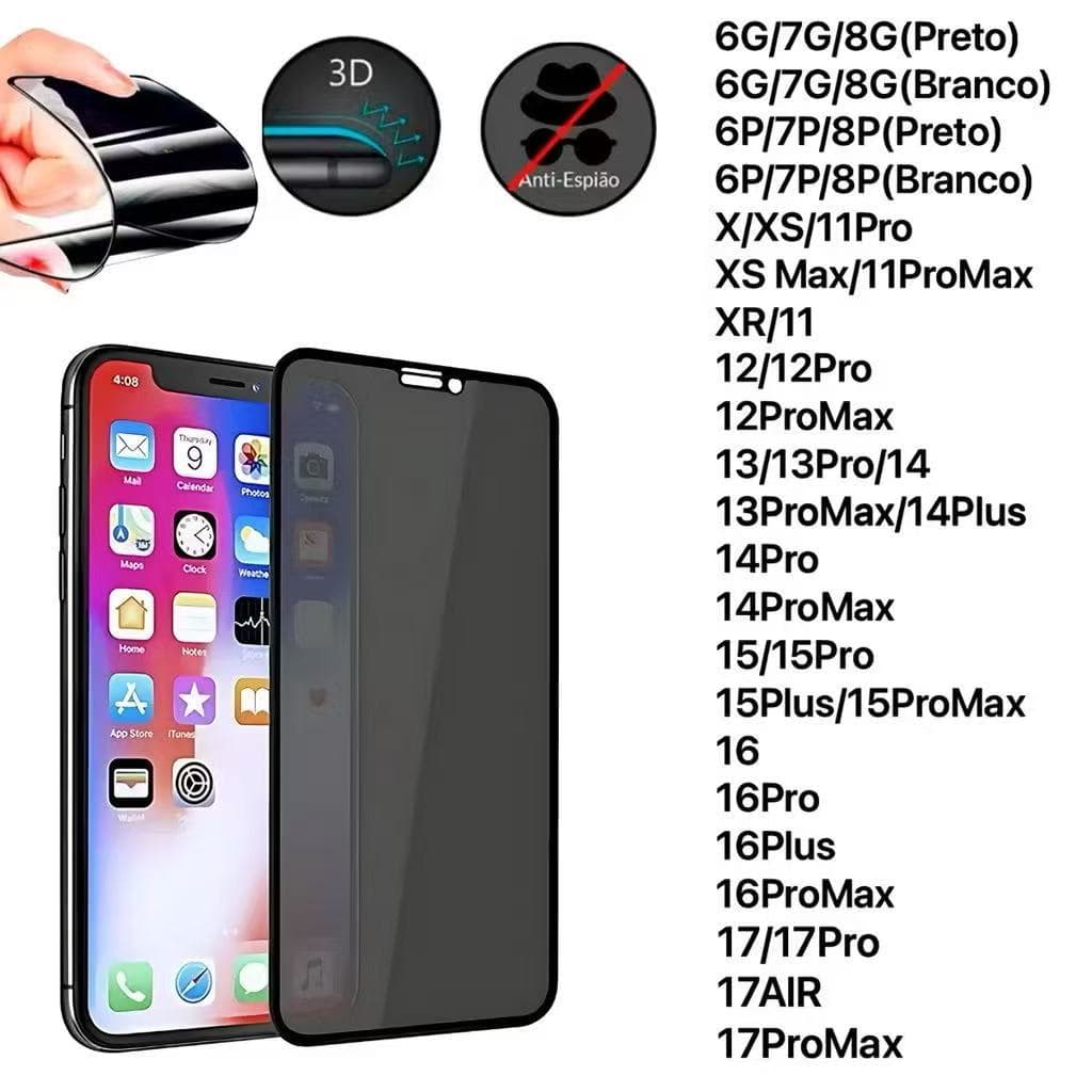 Película Cerâmica Fosca Privacidade para iPhone IOS XS/XR/11/12/13/14/15/16/17/17PRO/17AIR/17PROMAX