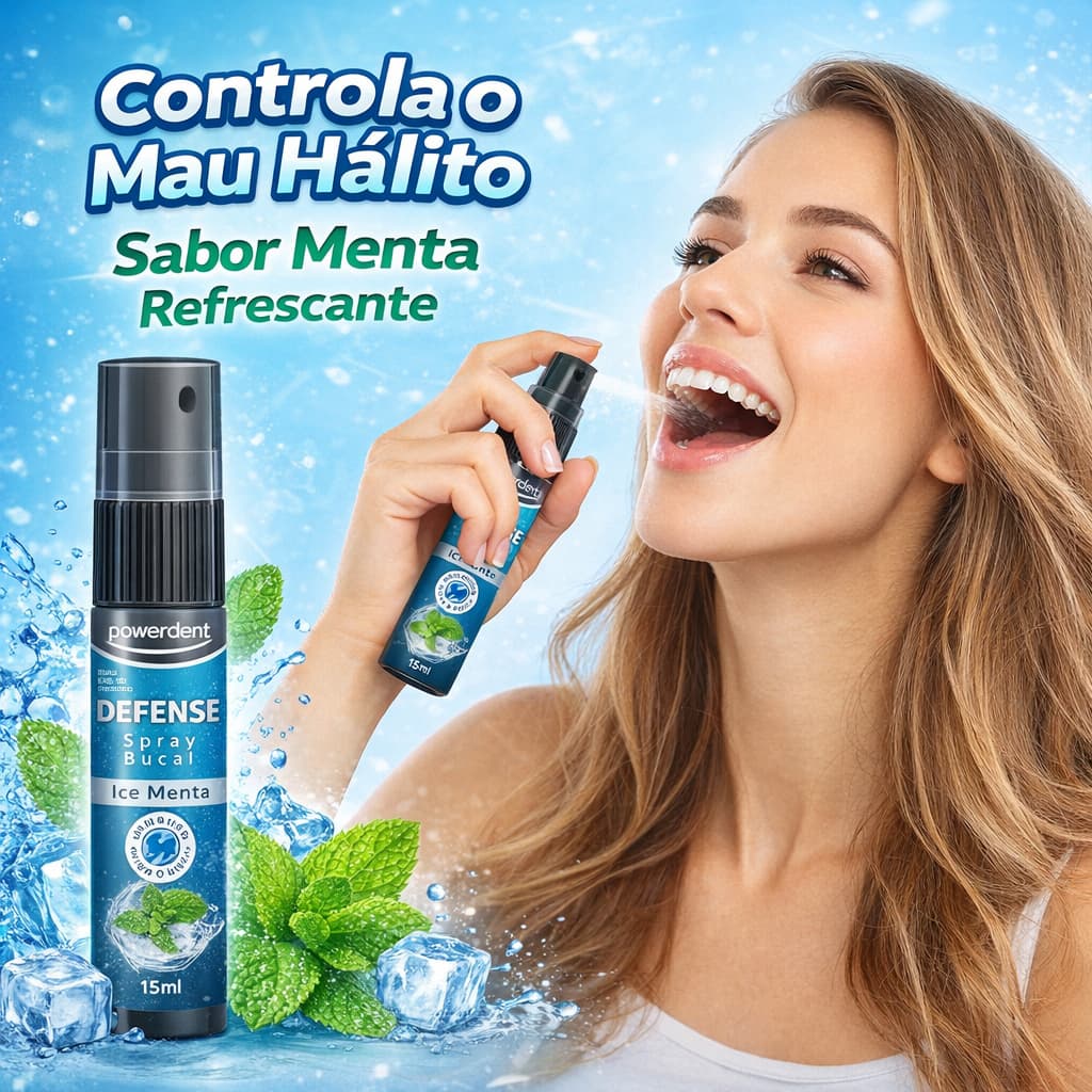 Spray Bucal Defense Ice Menta Elimina Mau Hálito 15ml Powerdent