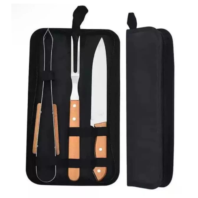 Kit de Churrasco  Conjunto de 3 E 9  Peças Aço Inox Com Estojo Kit Churrasqueiro Presenteável