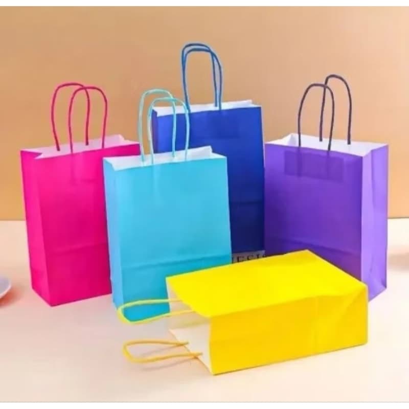 Sacolas de Papel Kraft Coloridas 10 Unidades Vários Tamanhos