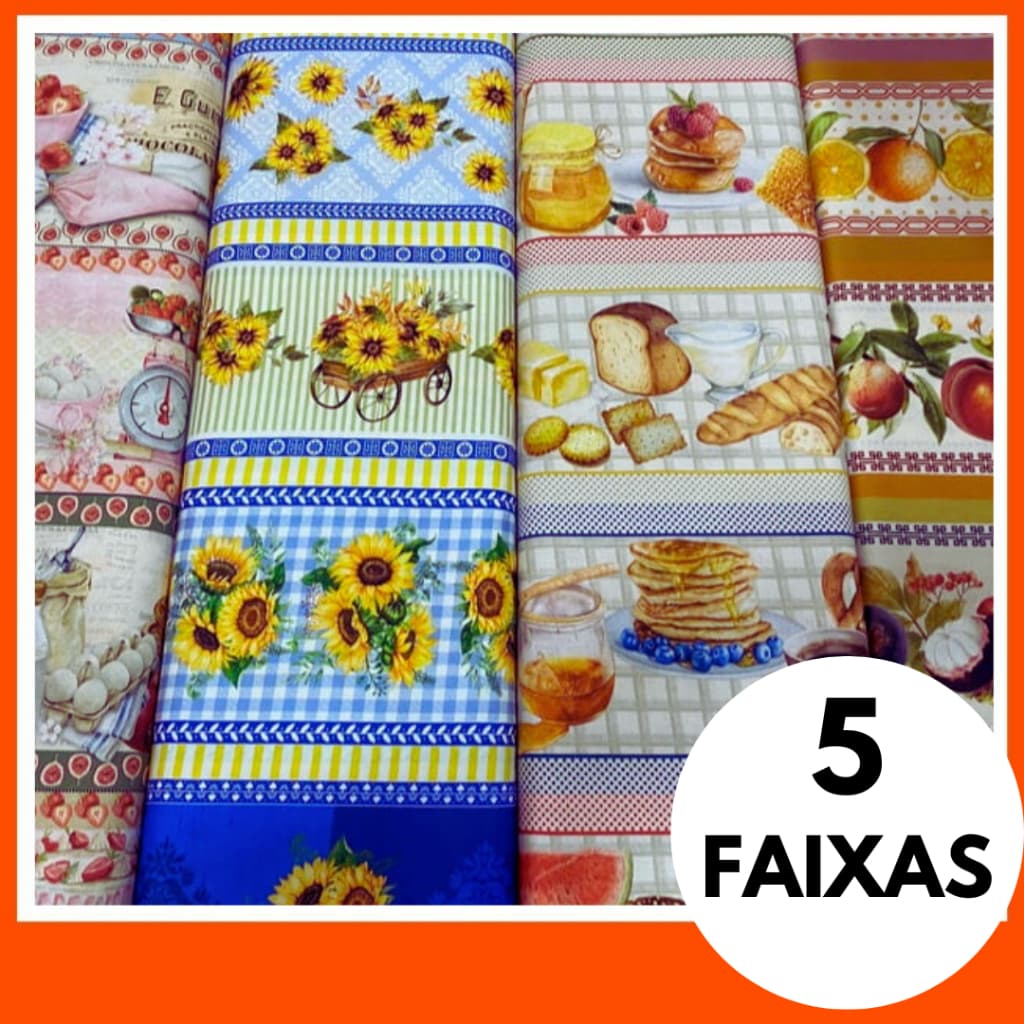 5 Faixas Barrado - Tecido Tricoline 100% Algodão | (0,55x0,70m)