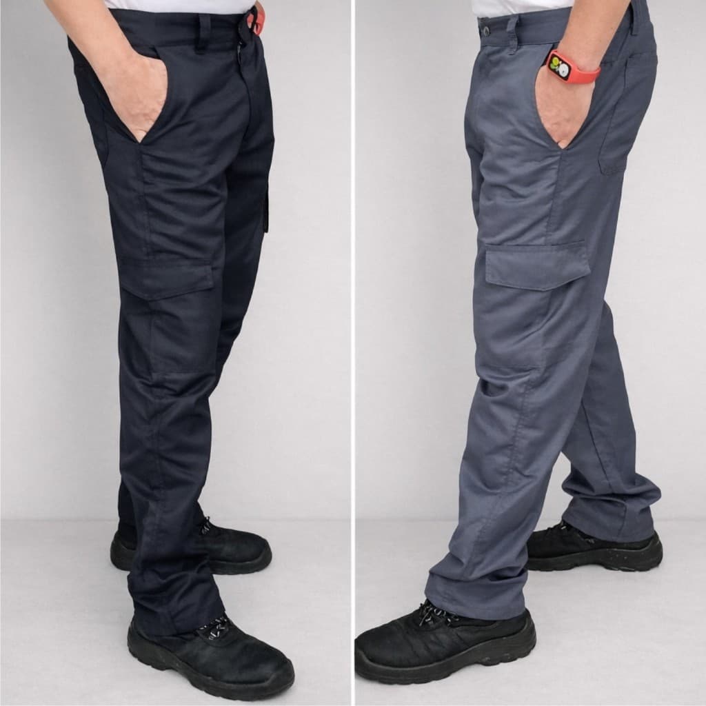 Calça De Trabalho Cargo em Rip Stop Estilo Militar Tática com 2 Bolsos Cargo 2 Bolsos Traseiros e 2 Bolsos Frontais