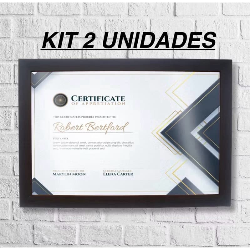 Kit 02 Moldura CERTIFICADO DIPLOMA 20X30 Molduras Madeira Apoio Trazeiro Suporte de Parede.