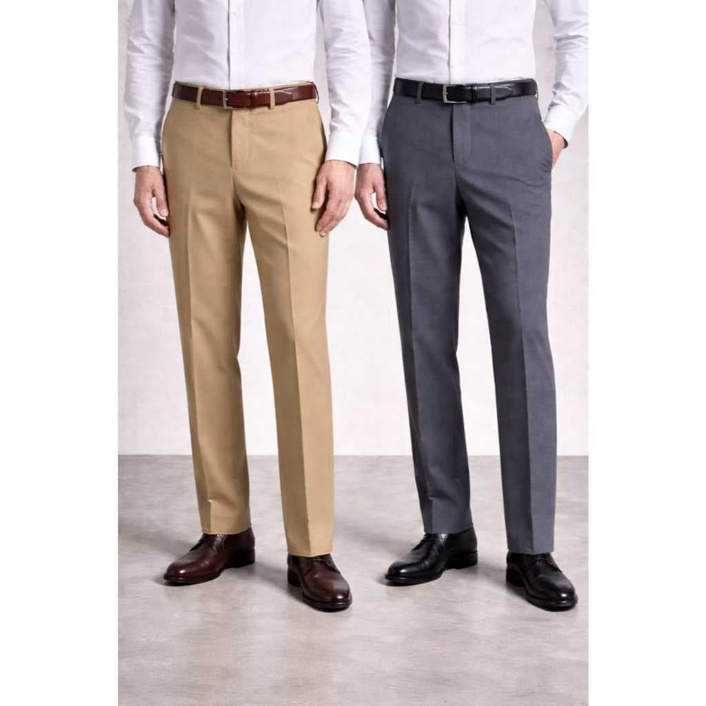 Kit Duas Calças Masculina Oxford Tradicional-Corte Reto , Nao Amassa Facil