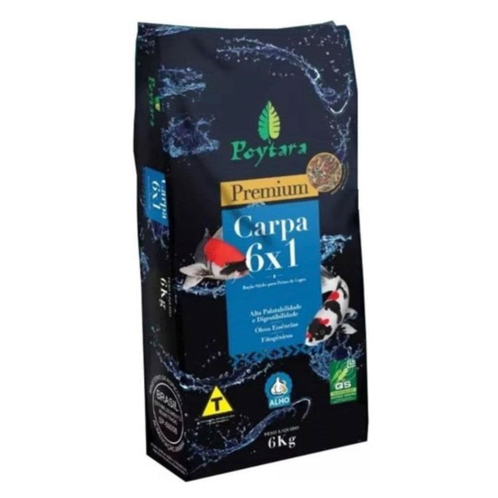 Ração Carpas Poytara 6x1 6kg Nutrição Completa E Cores
