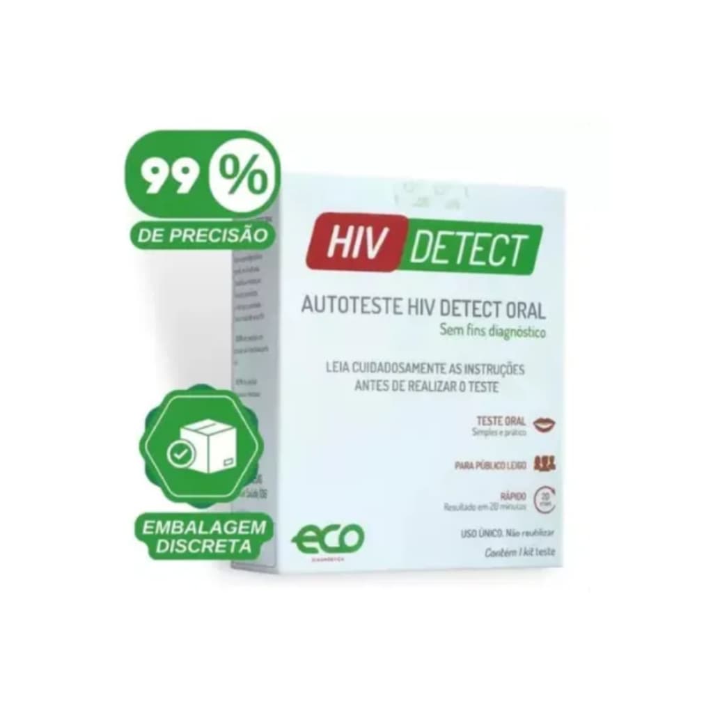 Autoteste Hiv Detect Oral (saliva) 99,9% de precisão