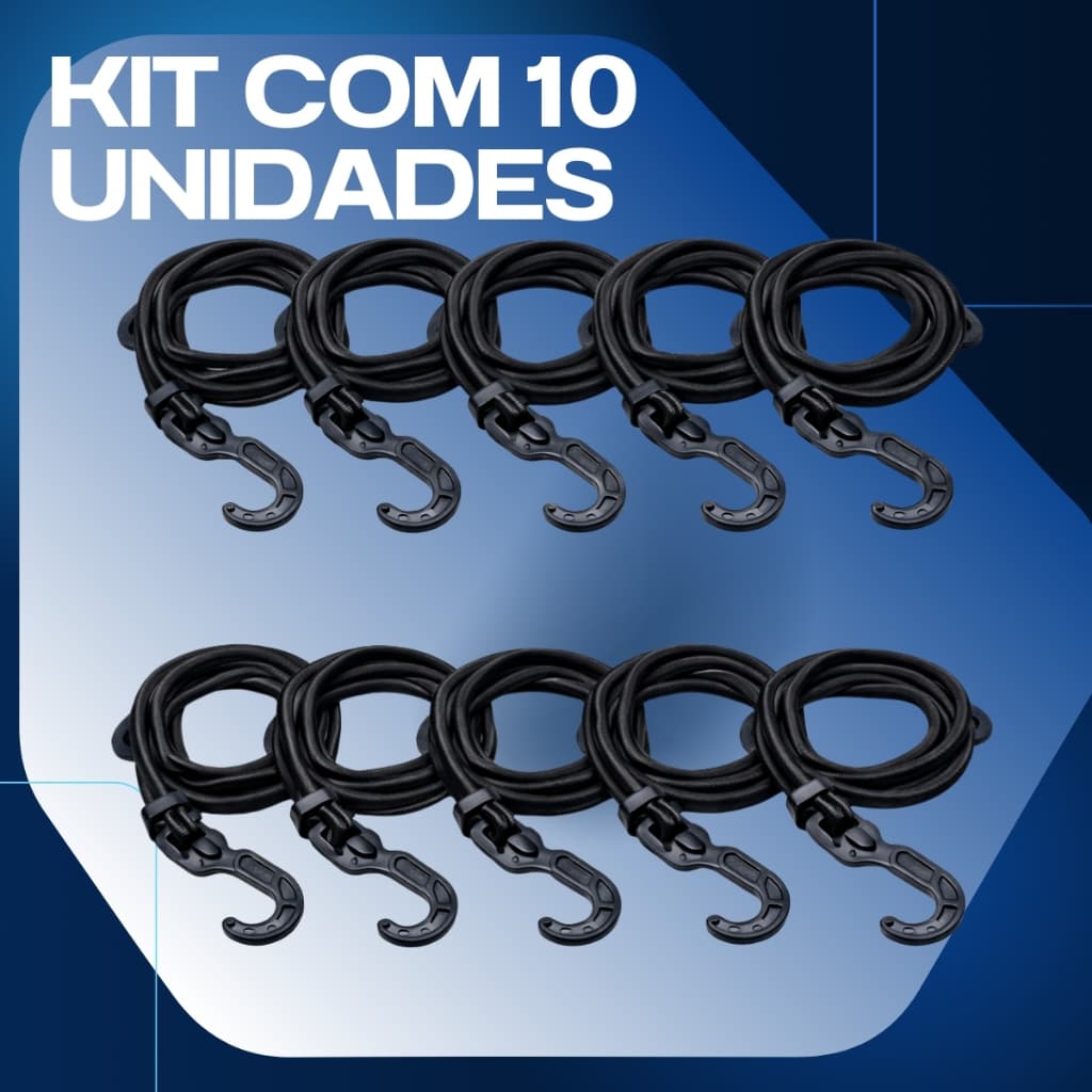 Corda Elastico 2,5 metros bagageiro cargas camping Extensor com ganchos Kit 10 und