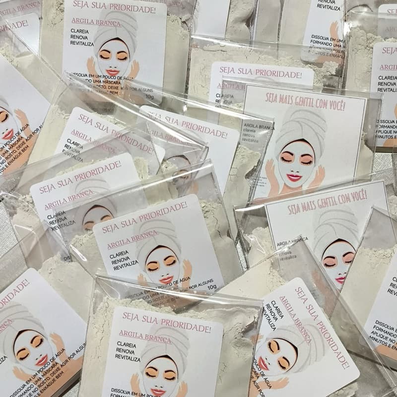 20 Argilas Branca Facial Clareia Renova Pele ideal Lembrancinha /Festa Cores /Mimos Cliente Lojista