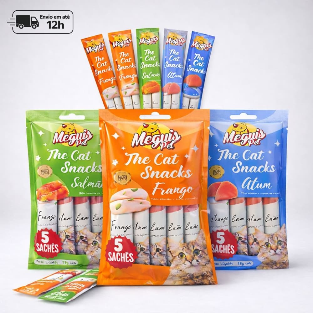 Petisco Churu Para Gatos MeguisPet Kit Vários Sabores Cremoso - Contém 5 Tubos de 15g Por Unidade
